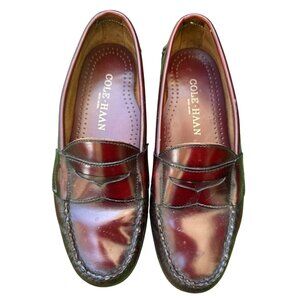 Cole Haan Mens Leather Penny Loafers Burgundy Slip-On Dress Shoes Size 11 D